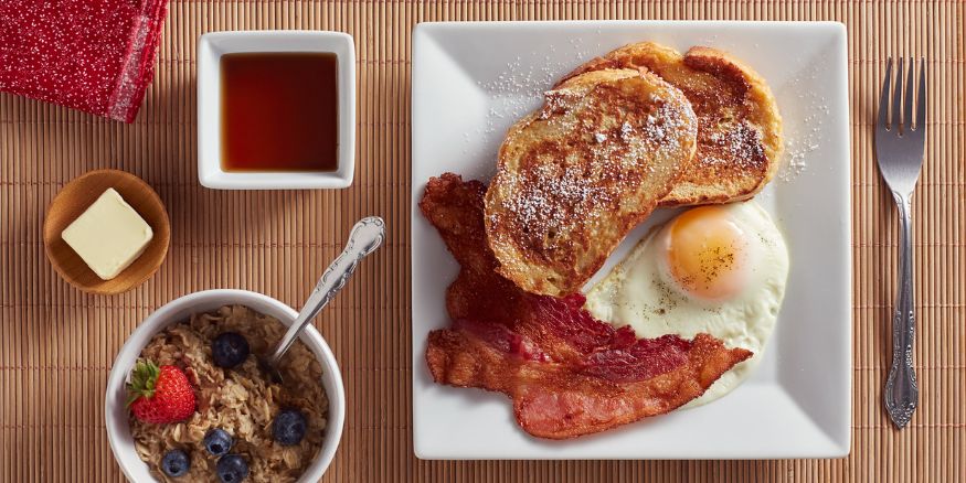 assortment of hot breakfast foods