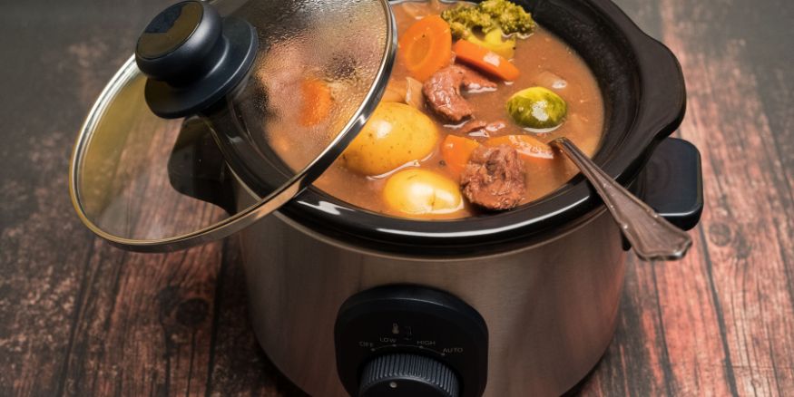 slow cooker with beef vegetable stew